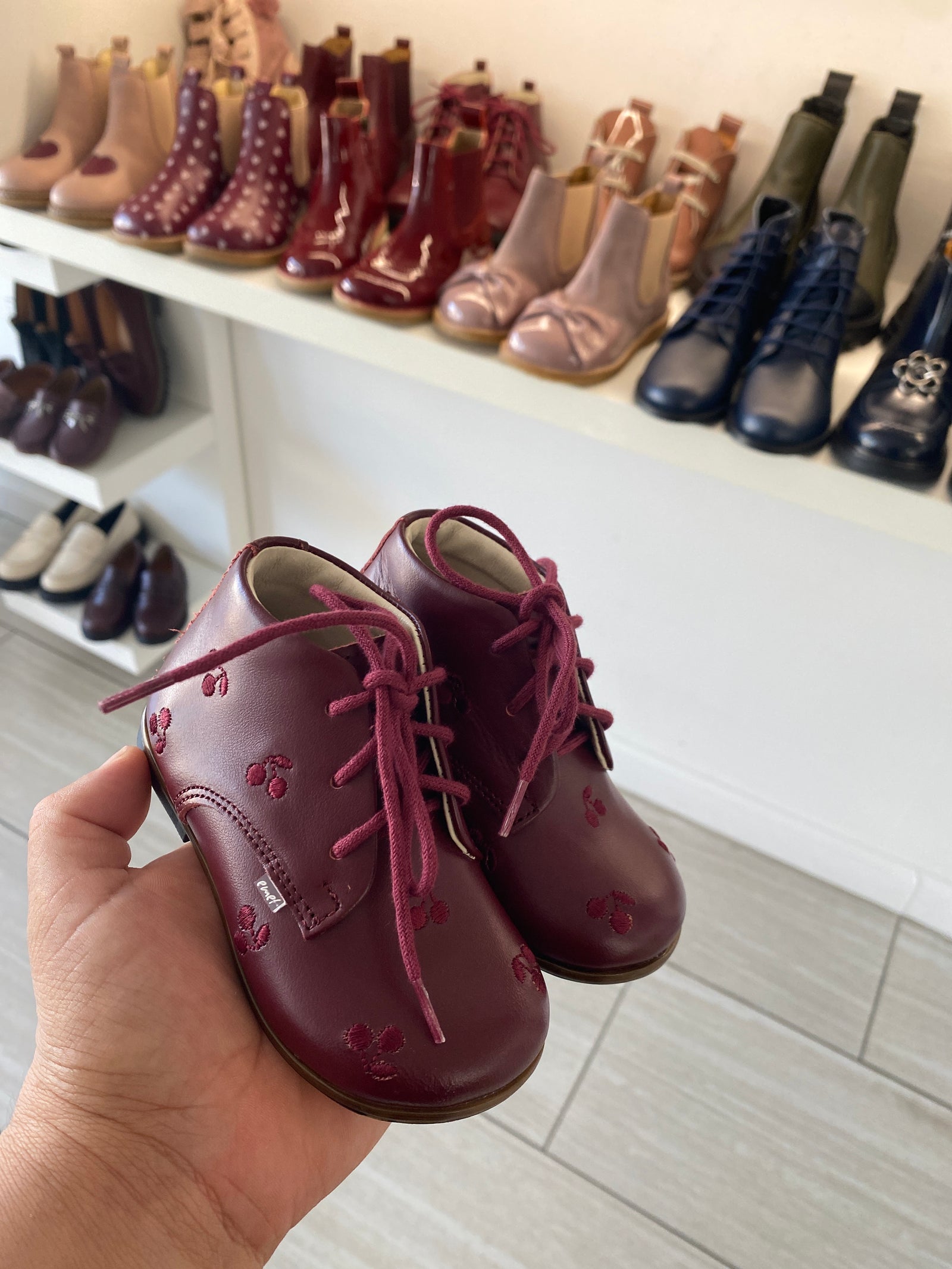 Emel Burgundy Cherry Baby Bootie-Tassel Children Shoes