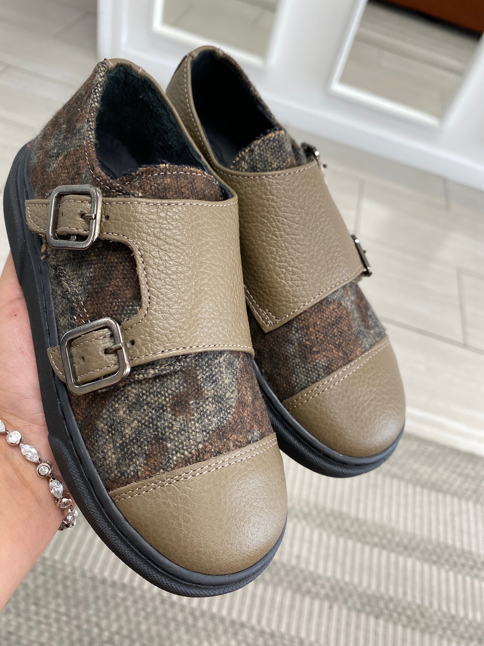 Blublonc Taupe Multi Texture Captoe Dress Sneaker-Tassel Children Shoes