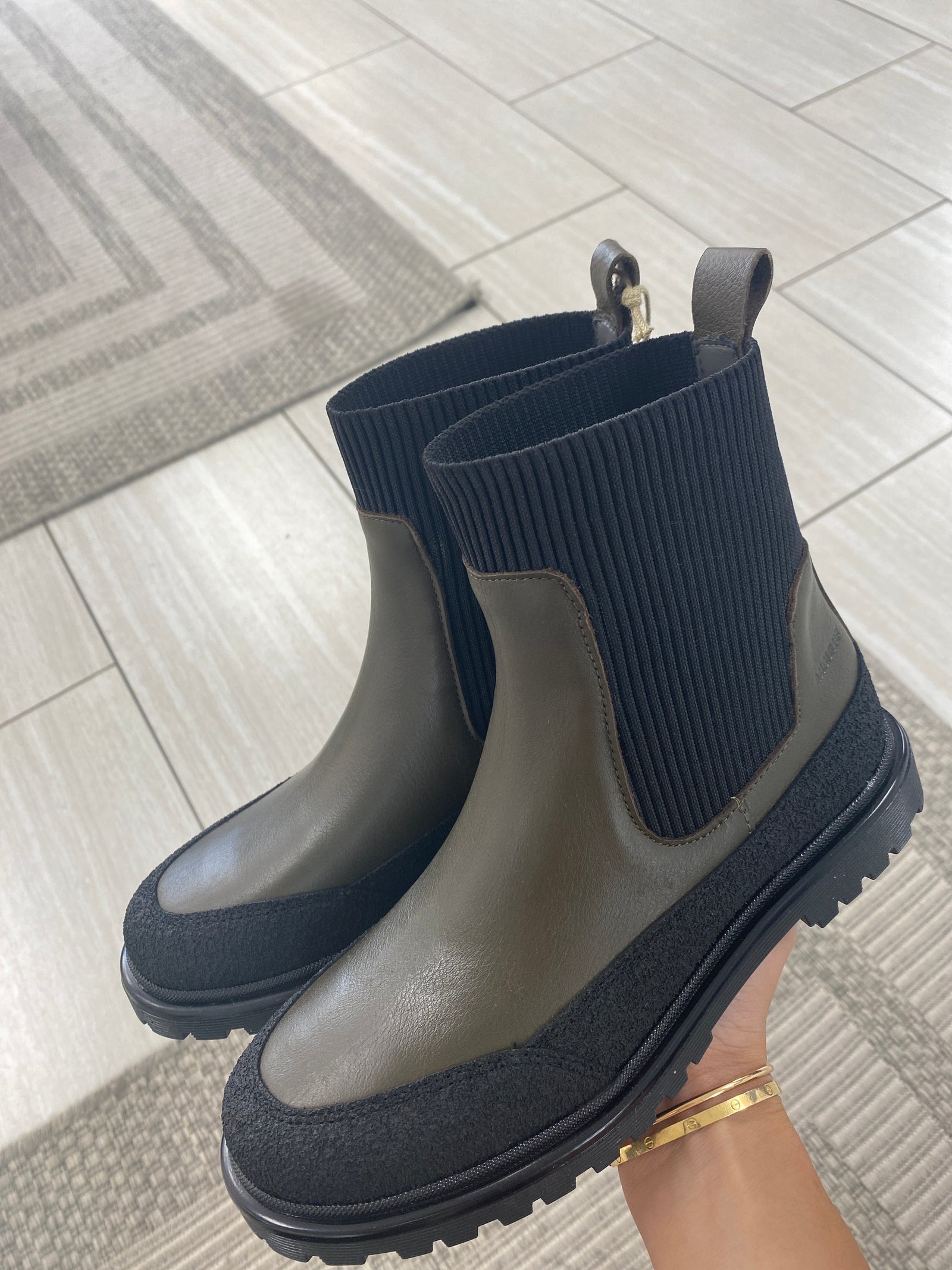 Angulus Olive Elastic Boot-Tassel Children Shoes