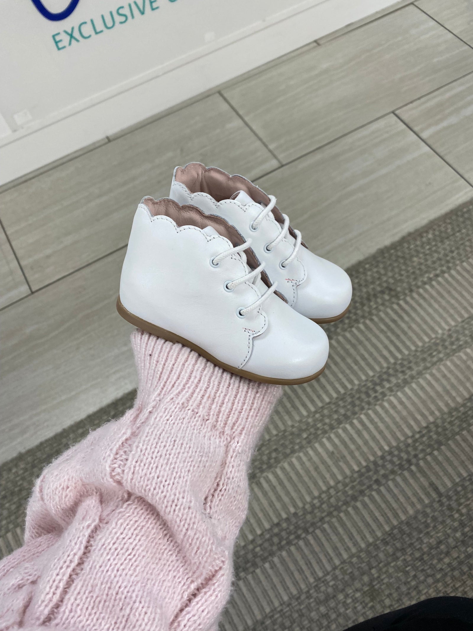 Jacadi White leather Scalloped Baby Bootie-Tassel Children Shoes