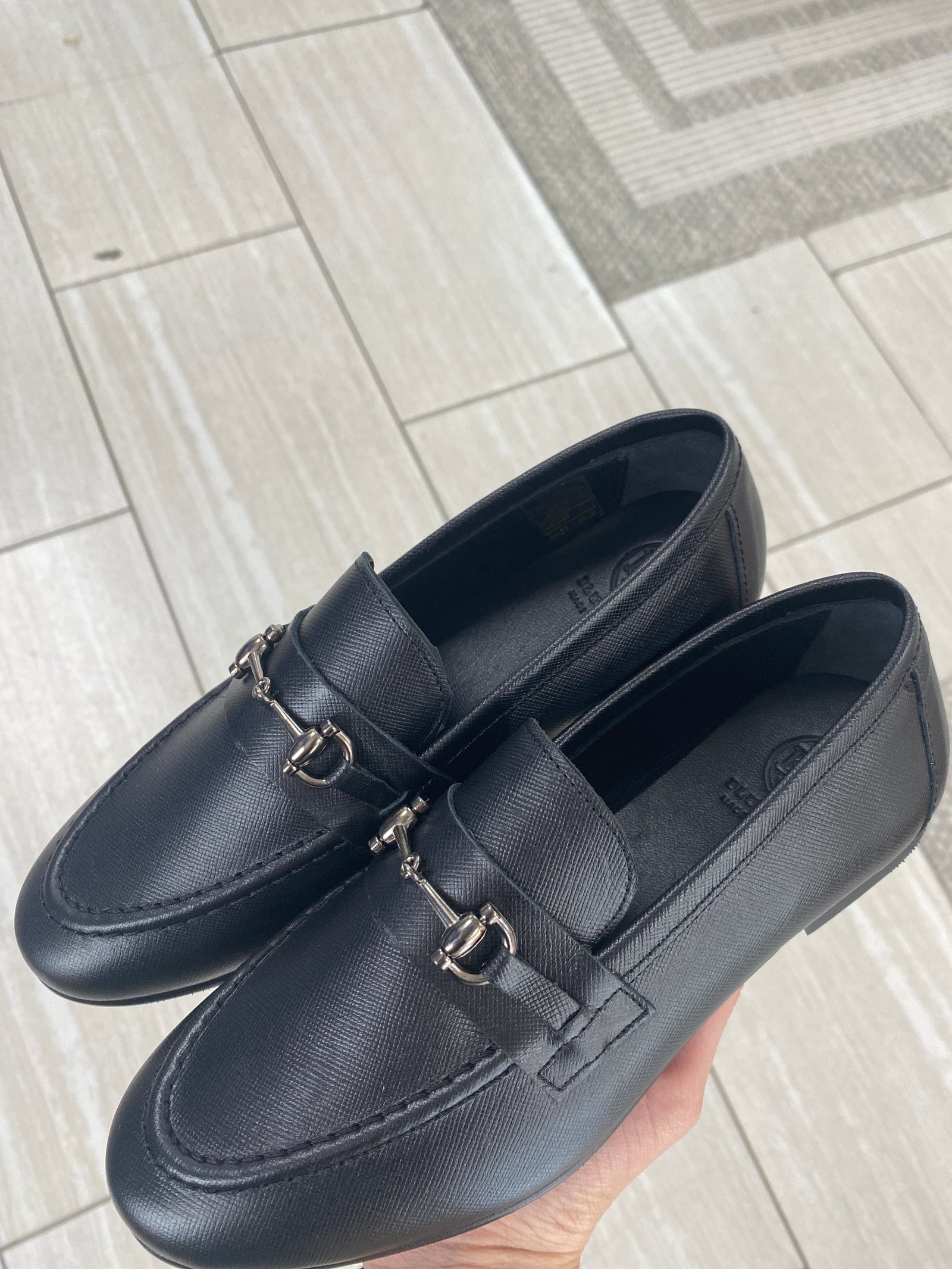 Blublonc Black Textured Buckle Dress Shoe-Tassel Children Shoes