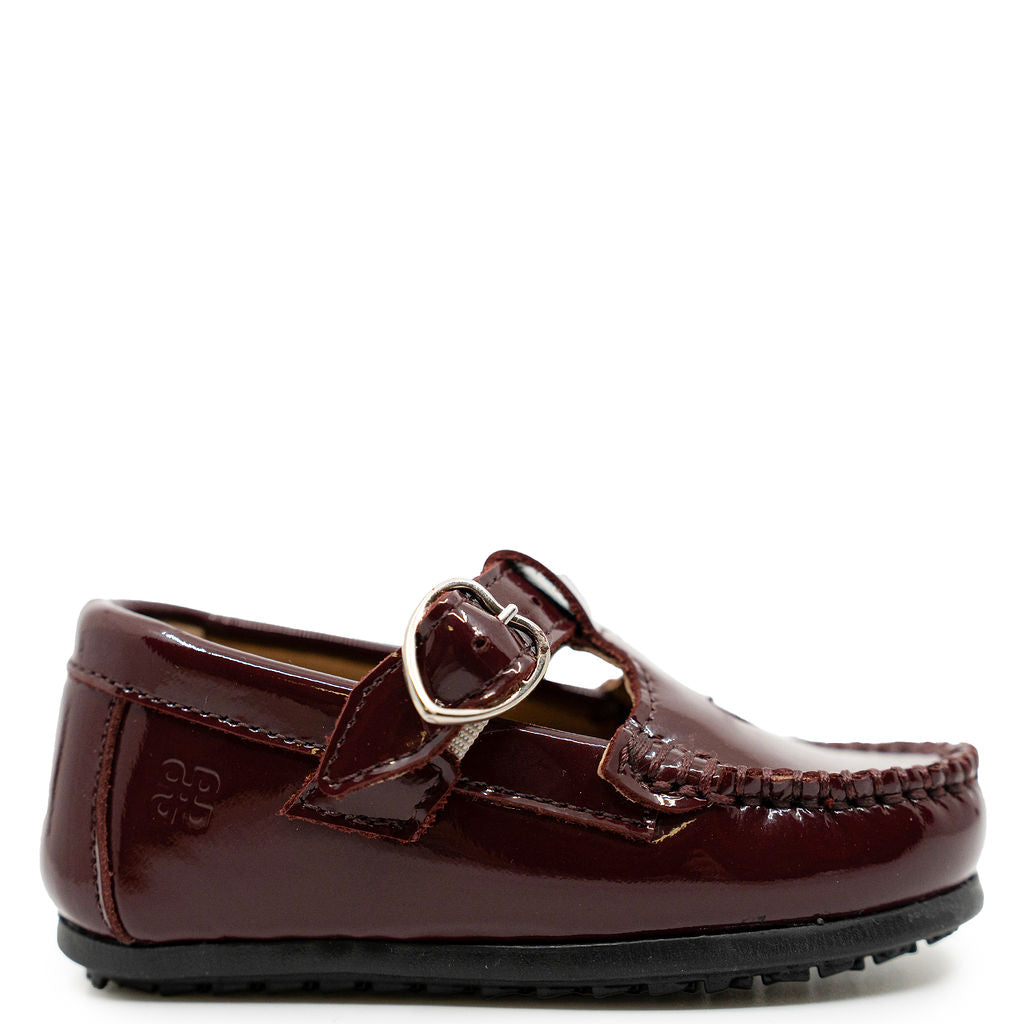 Porte Plumb Patent Heart T Strap Loafer-Tassel Children Shoes