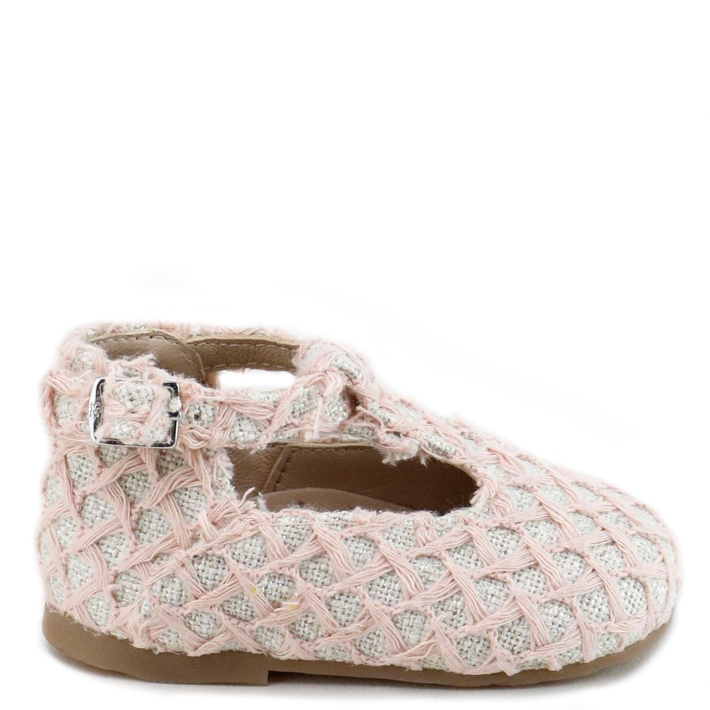 Papanatas Pink Crochet T Strap Baby Shoe-Tassel Children Shoes