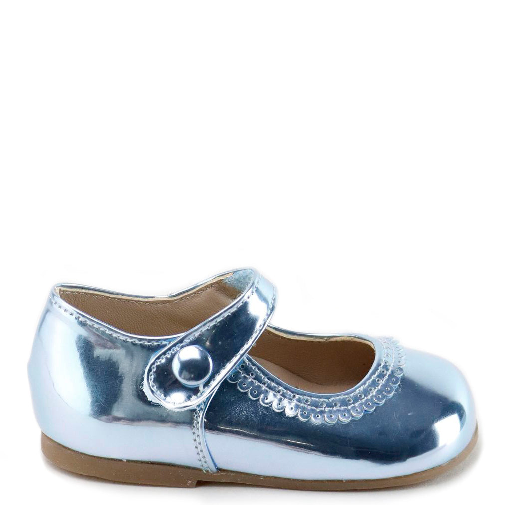 Papanatas Blue Metallic Scalloped Baby Shoe-Tassel Children Shoes