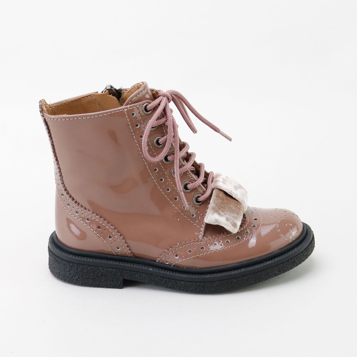 Papanatas Rose Patent Bow Boot-Tassel Children Shoes