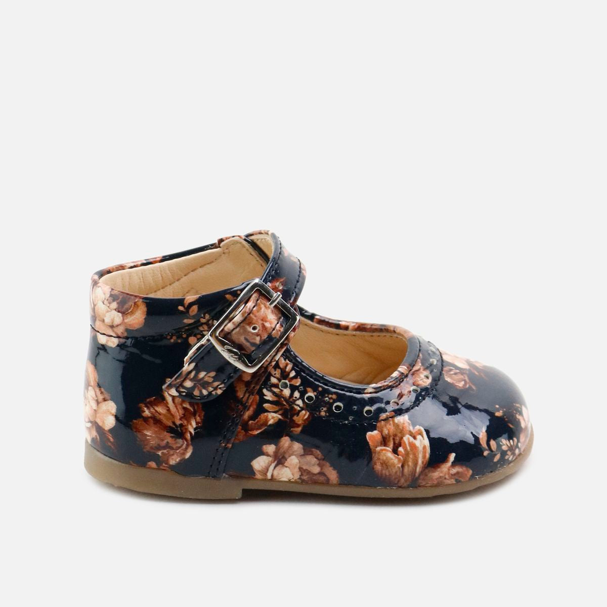 Papanatas Navy Floral Patent Baby Shoe-Tassel Children Shoes
