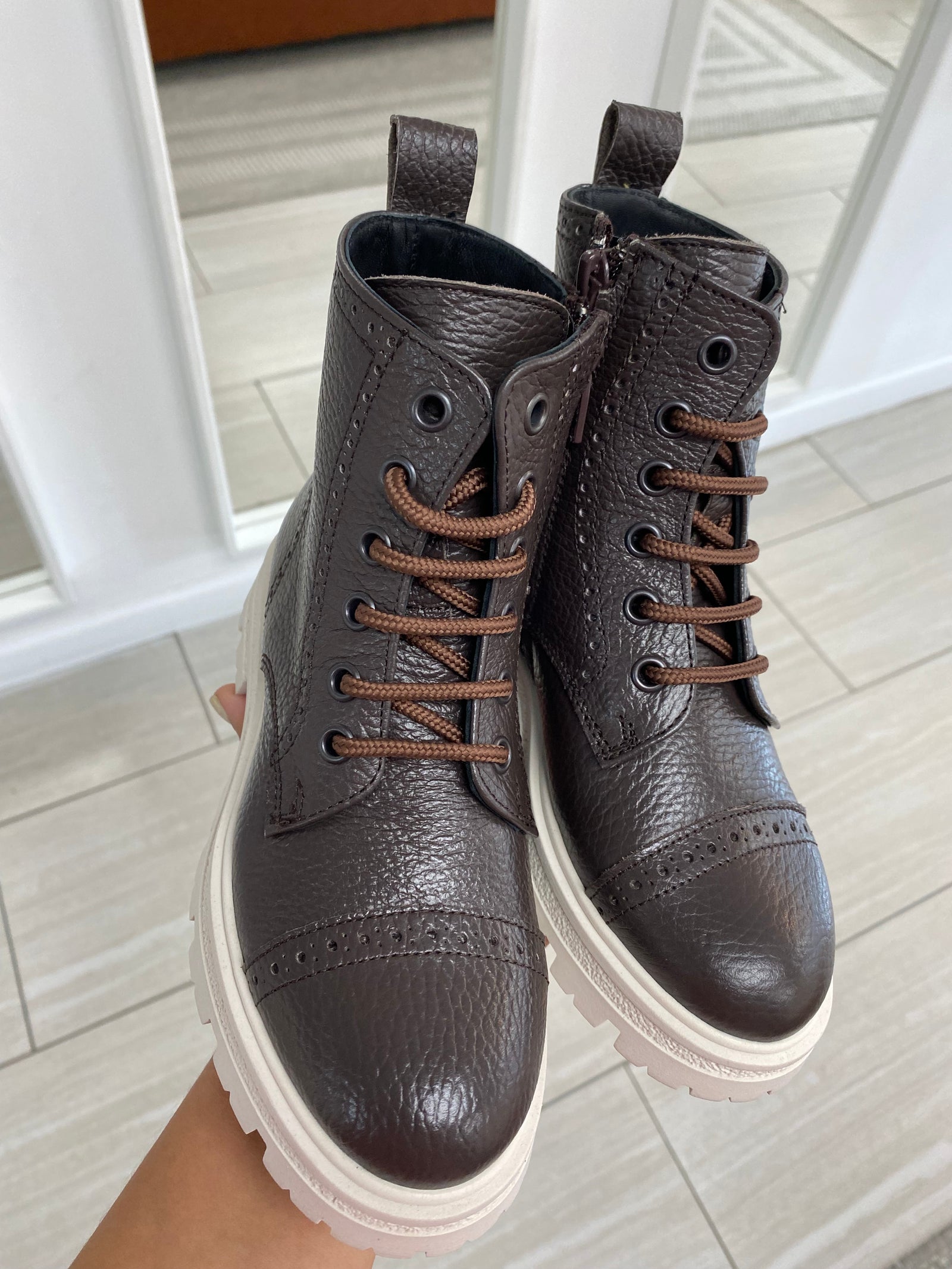 Blublonc Chocolate Leather Boot-Tassel Children Shoes