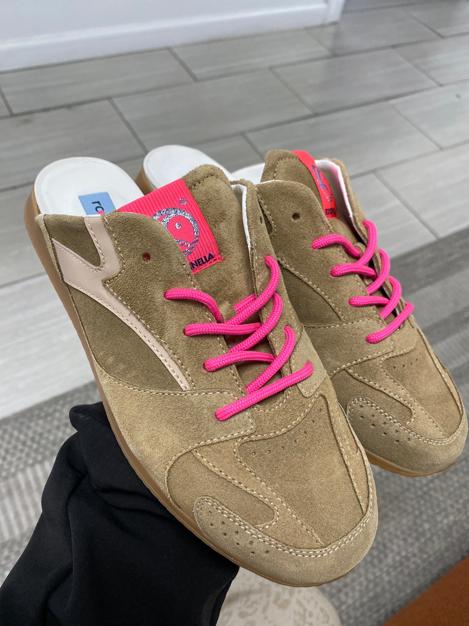 Rondinella Camel Suede Sneaker Mule-Tassel Children Shoes