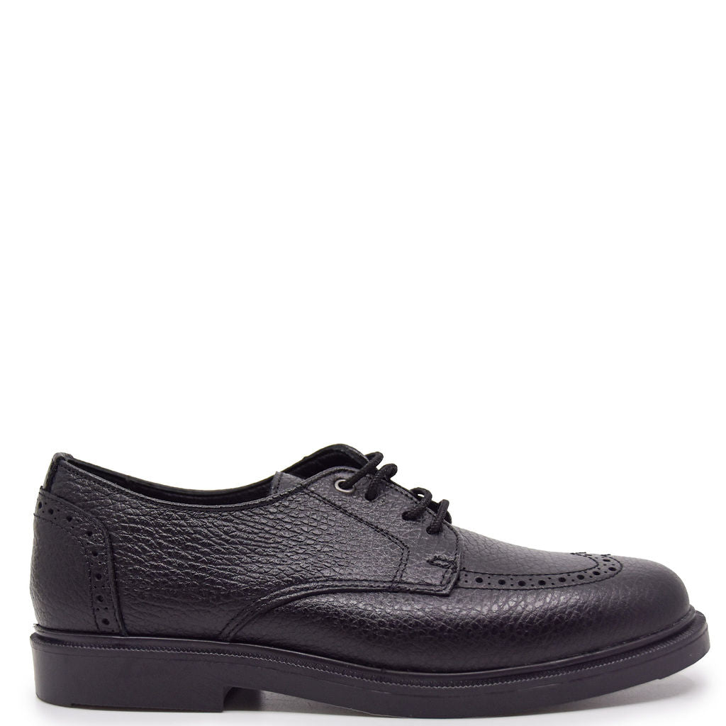 Blublonc Black Pebbled Wingtip Lace Dress Shoe-Tassel Children Shoes
