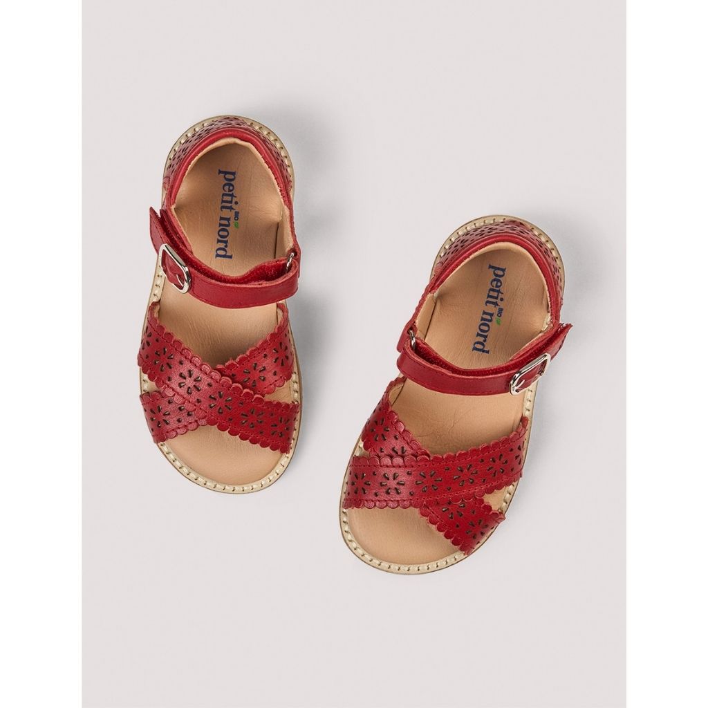 Petit Nord Poppy Red Criss Cross Sandal-Tassel Children Shoes
