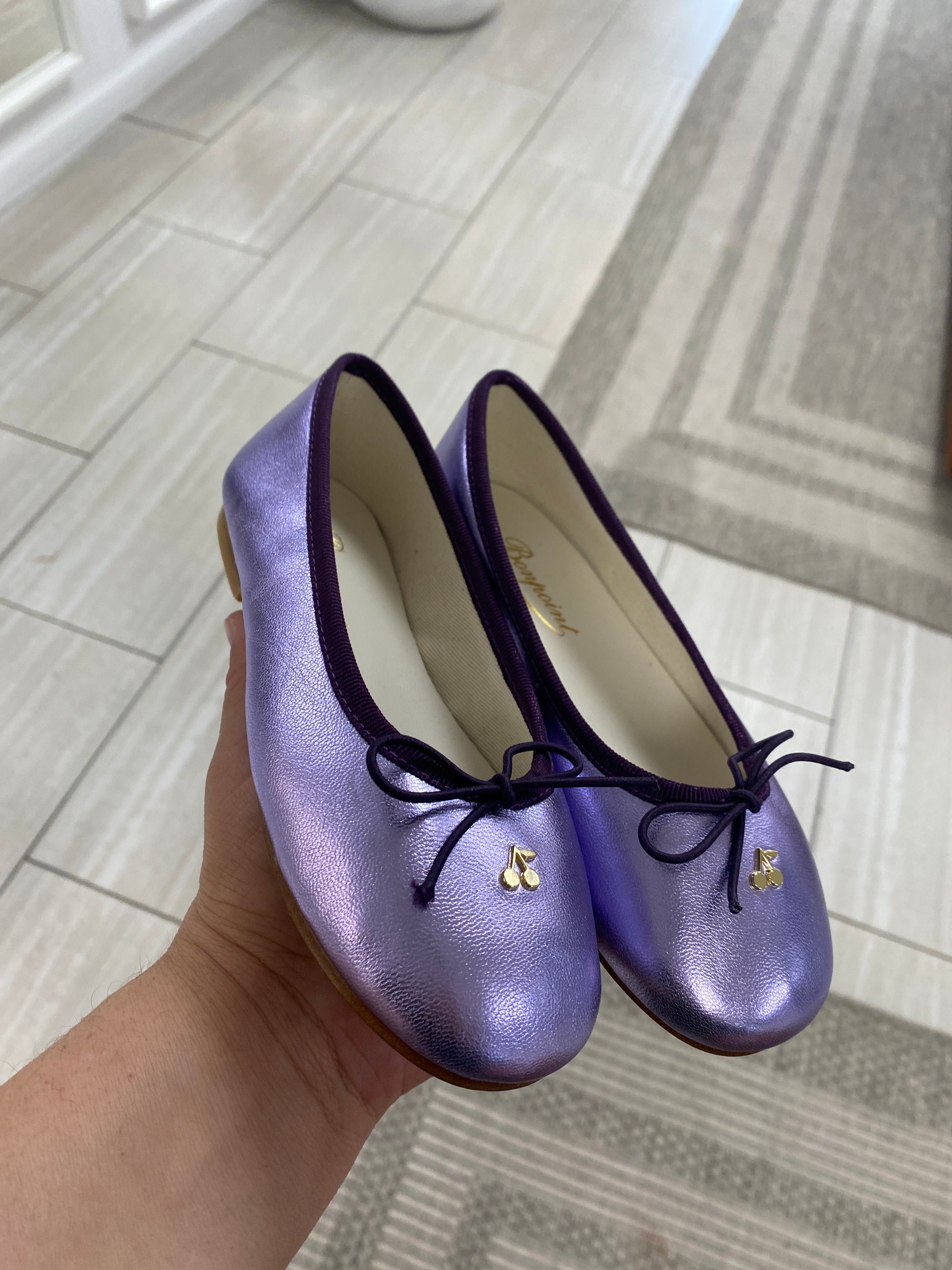 Bonpoint Lilac Cherry Ballerina Flat-Tassel Children Shoes
