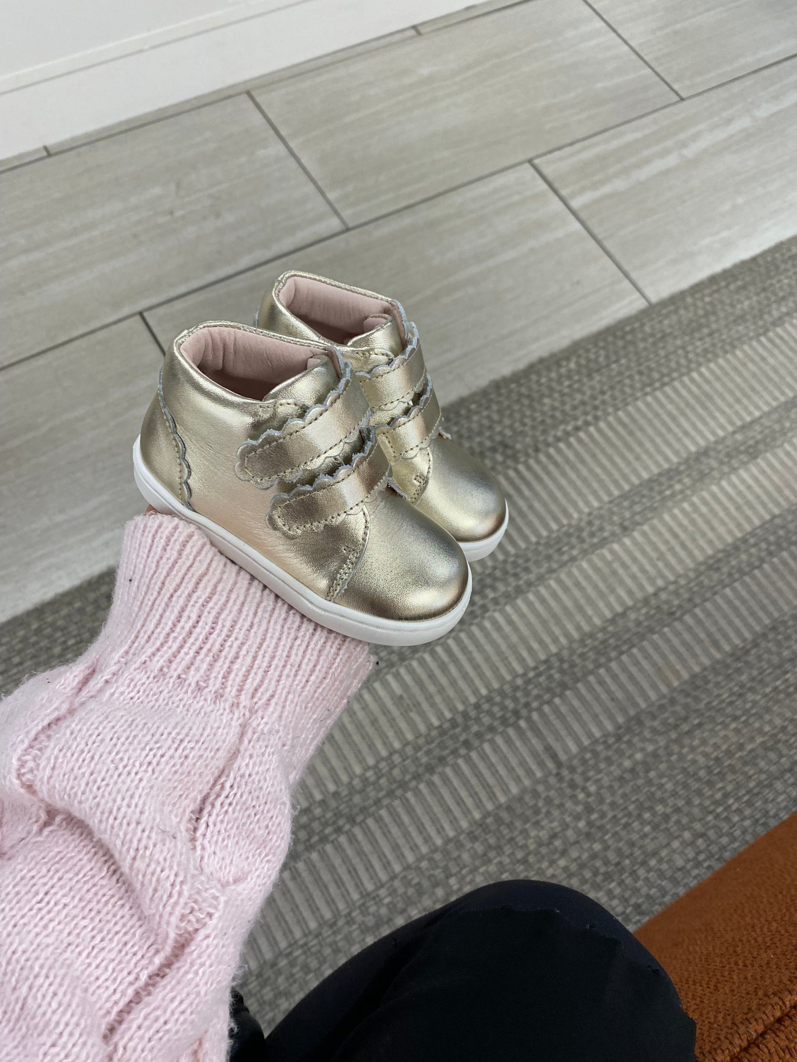 Jacadi Gold Scalloped Baby Sneaker-Tassel Children Shoes