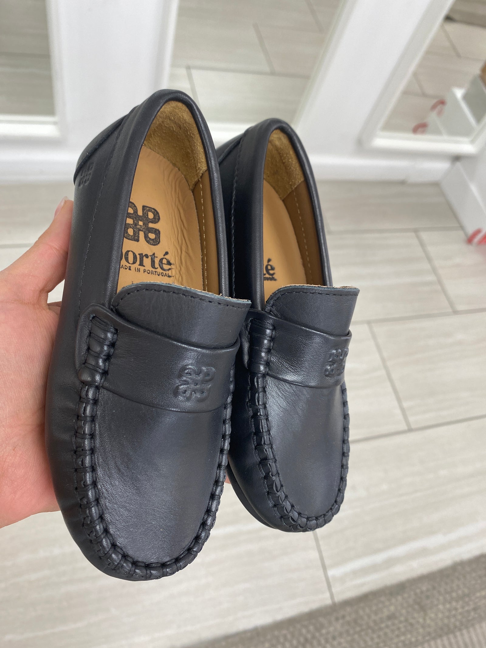 Porte Black Embossed Penny Loafer-Tassel Children Shoes