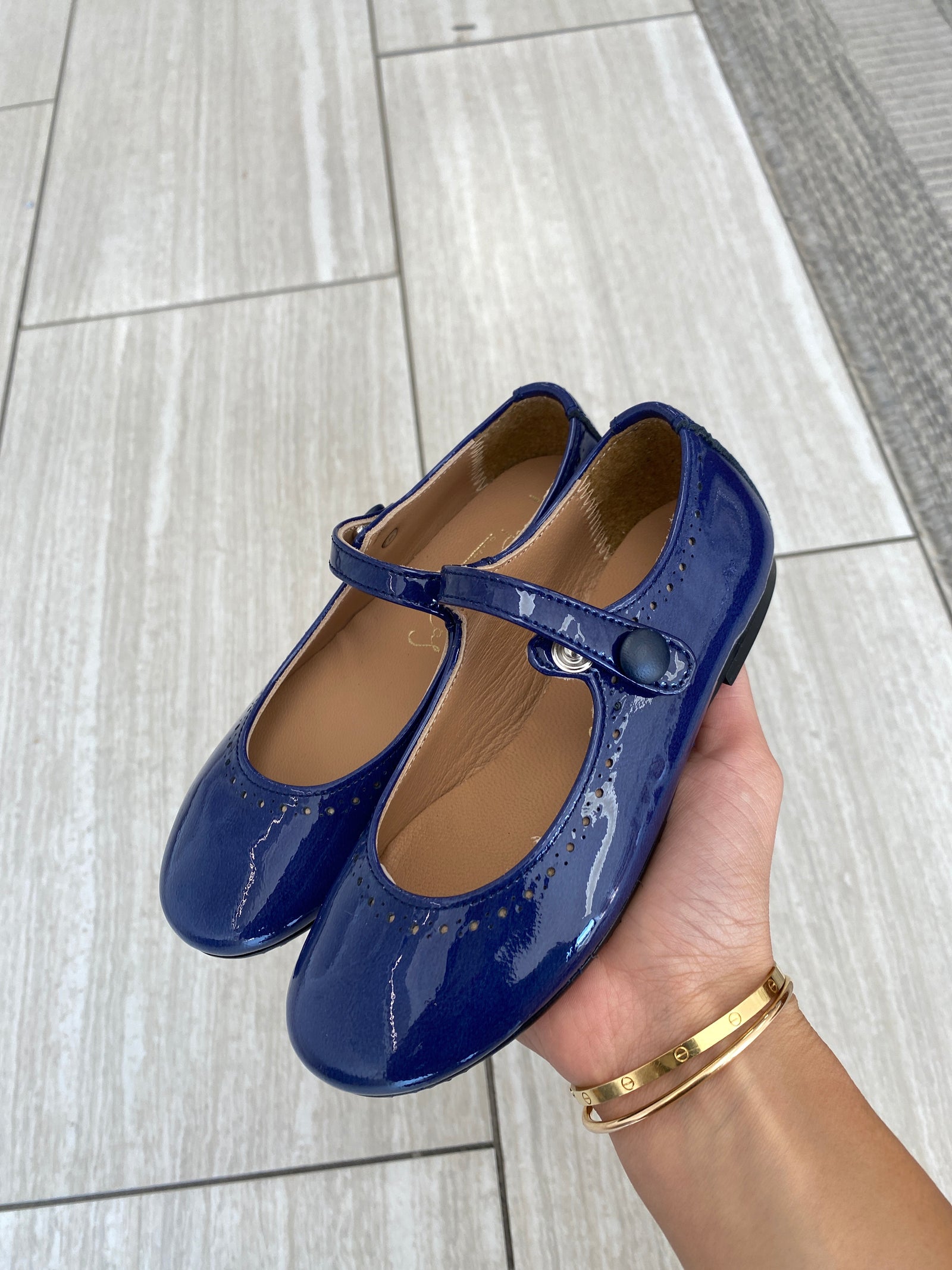 Papanatas Royal Blue Leather Mary Jane-Tassel Children Shoes
