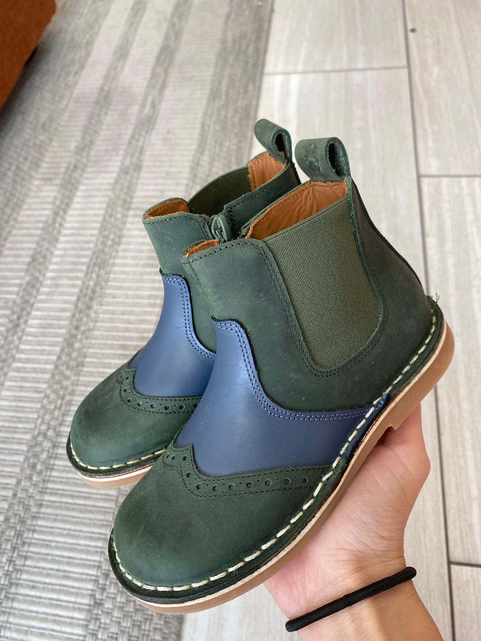 Papanatas Green and Navy Boot-Tassel Children Shoes