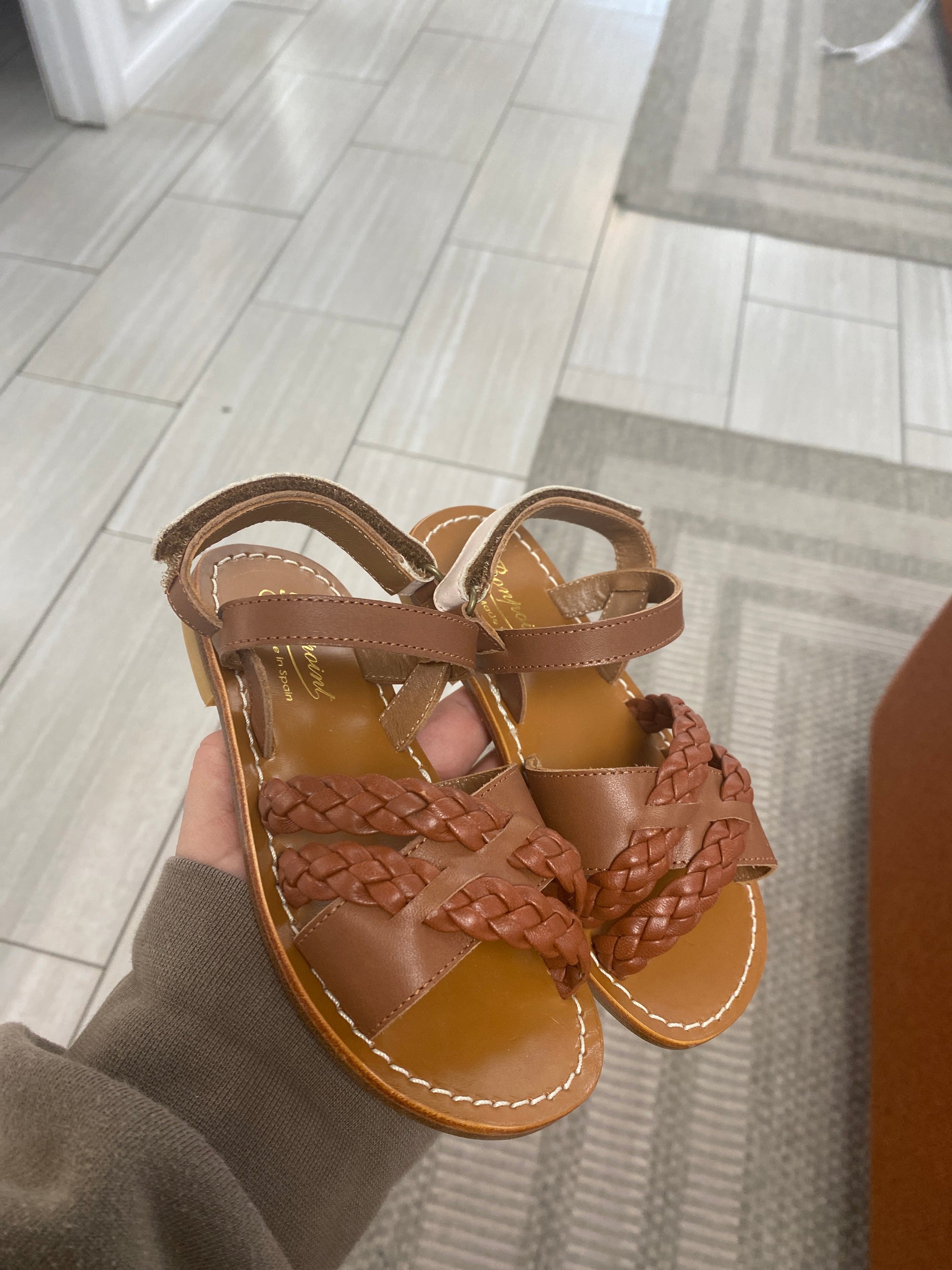 Bonpoint Caramel Liza Braided Sandal-Tassel Children Shoes