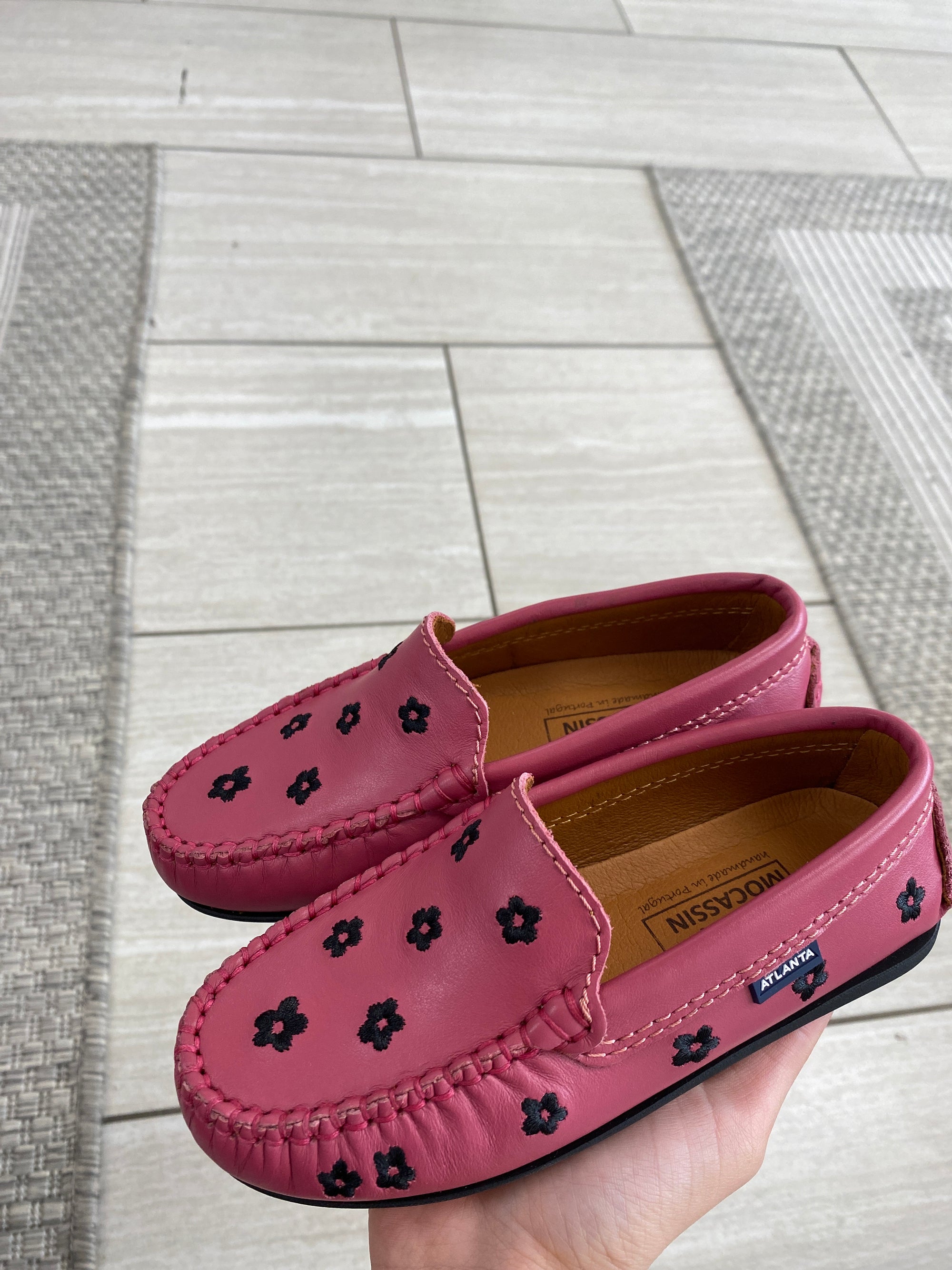 Atlanta Mocassin Raspberry Flower Loafer-Tassel Children Shoes