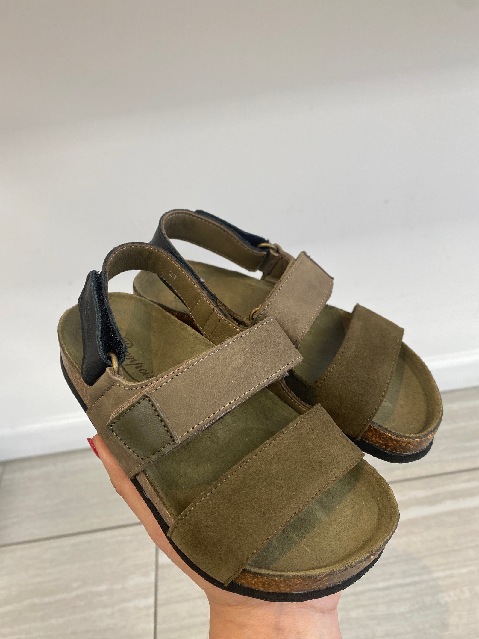 Bonpoint Khaki Luth Velcro Sandal-Tassel Children Shoes