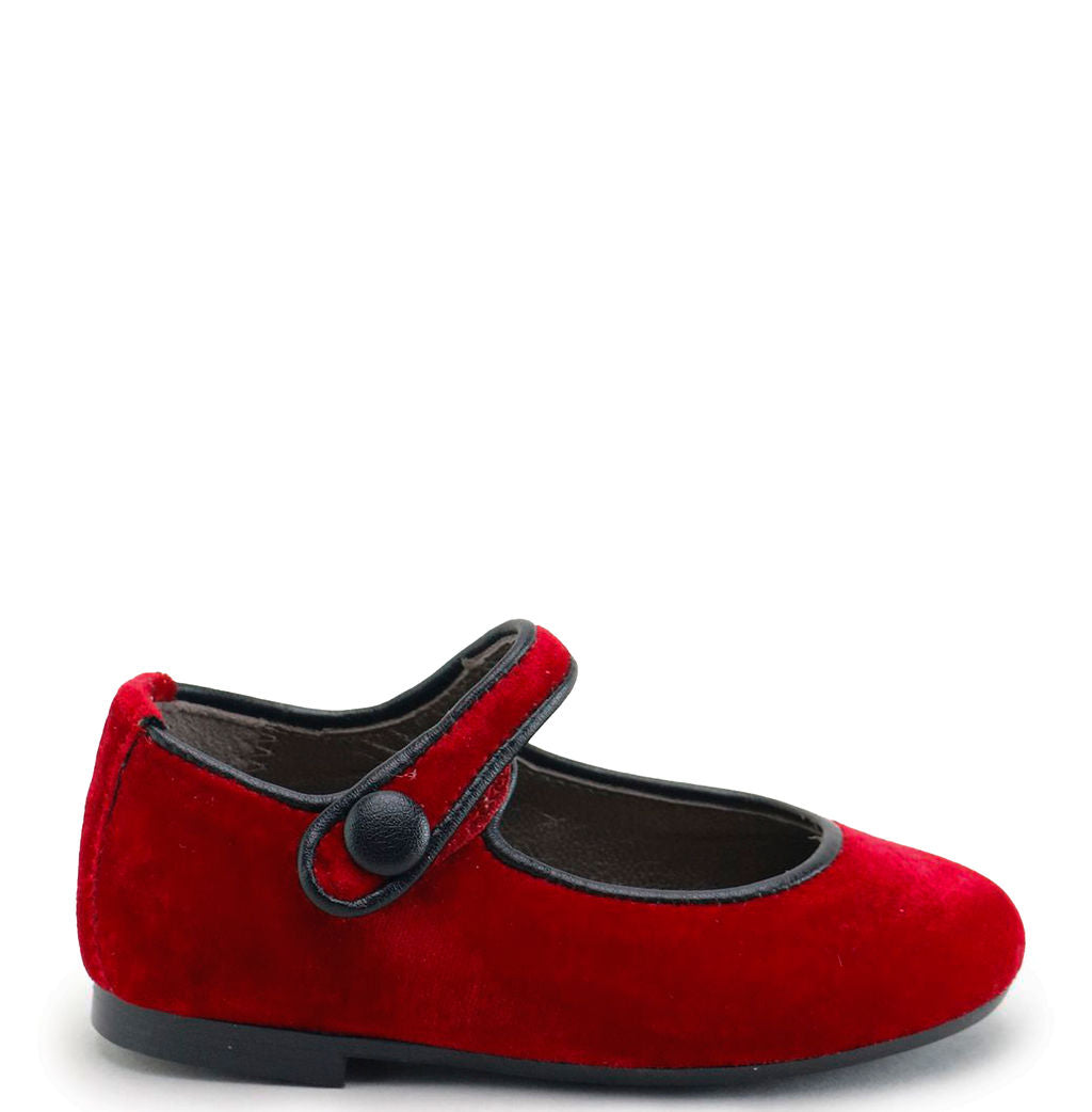 Papanatas Red Velvet Piping Mary Jane-Tassel Children Shoes