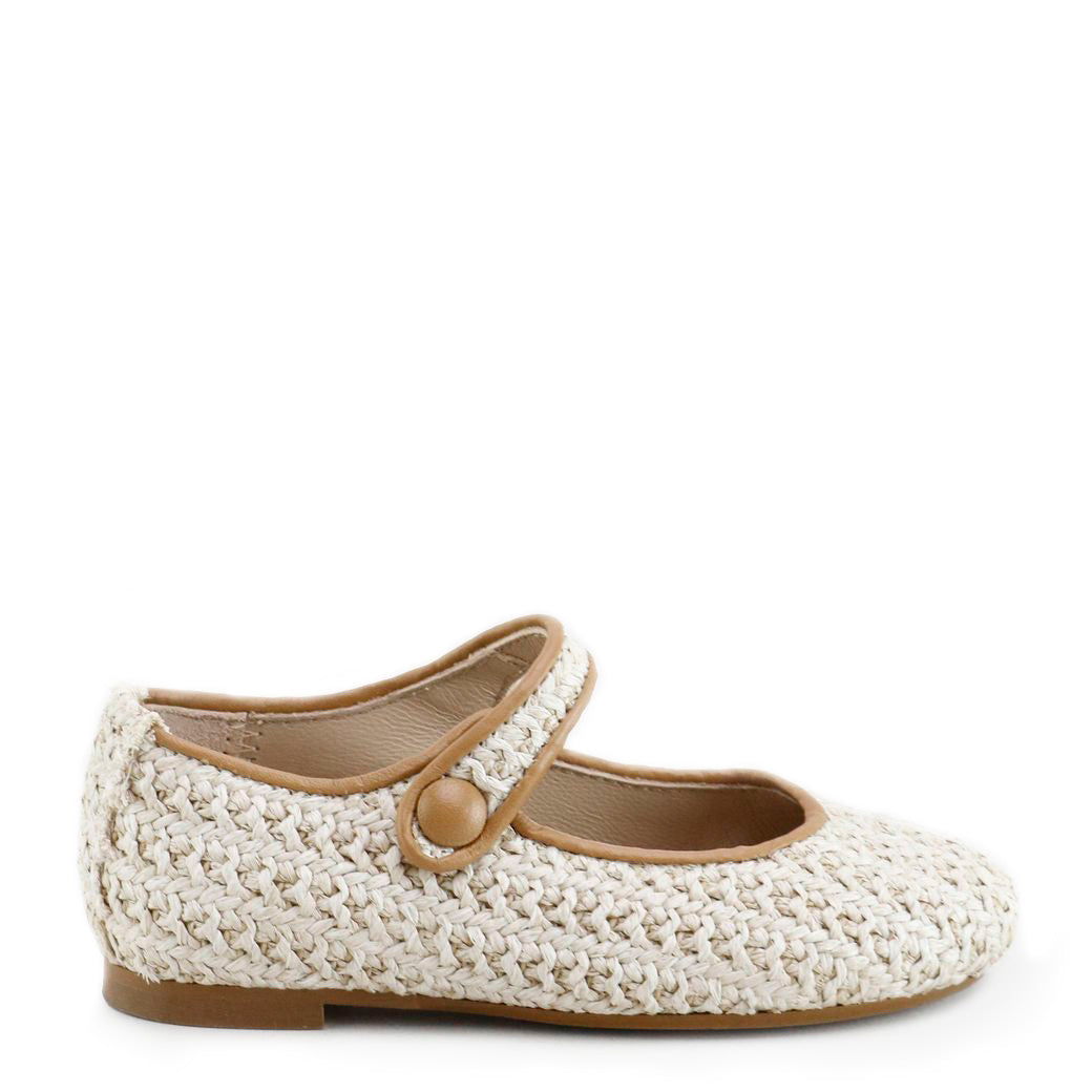 Papanatas Sand Wicker Mary Jane-Tassel Children Shoes