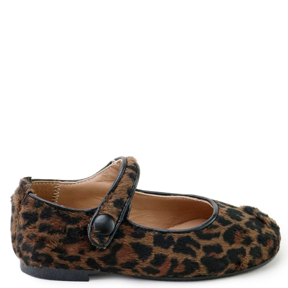 Papanatas Leopard Fur Mary Jane-Tassel Children Shoes