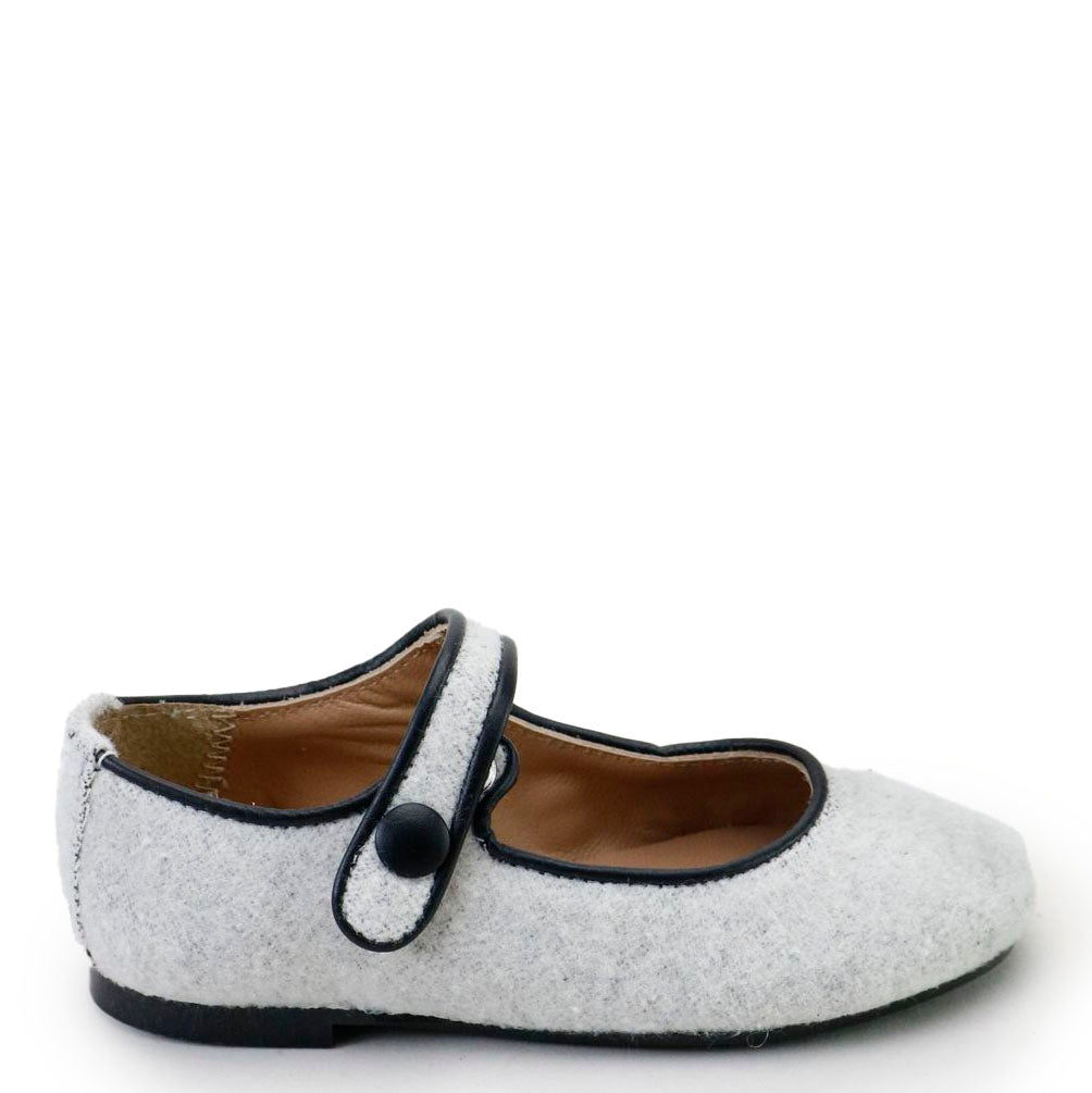 Papanatas White Wool Mary Jane-Tassel Children Shoes