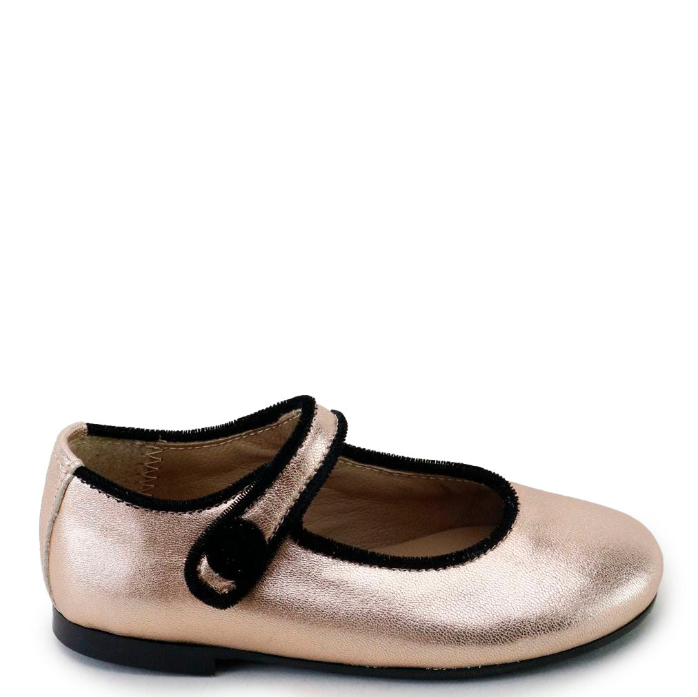 Papanatas Metal Blush Velvet Piping Mary Jane-Tassel Children Shoes