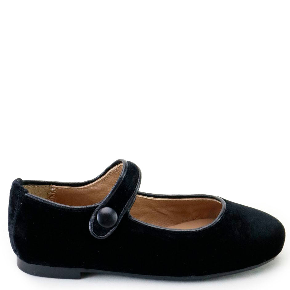 Papanatas Black Velvet Mary Jane-Tassel Children Shoes