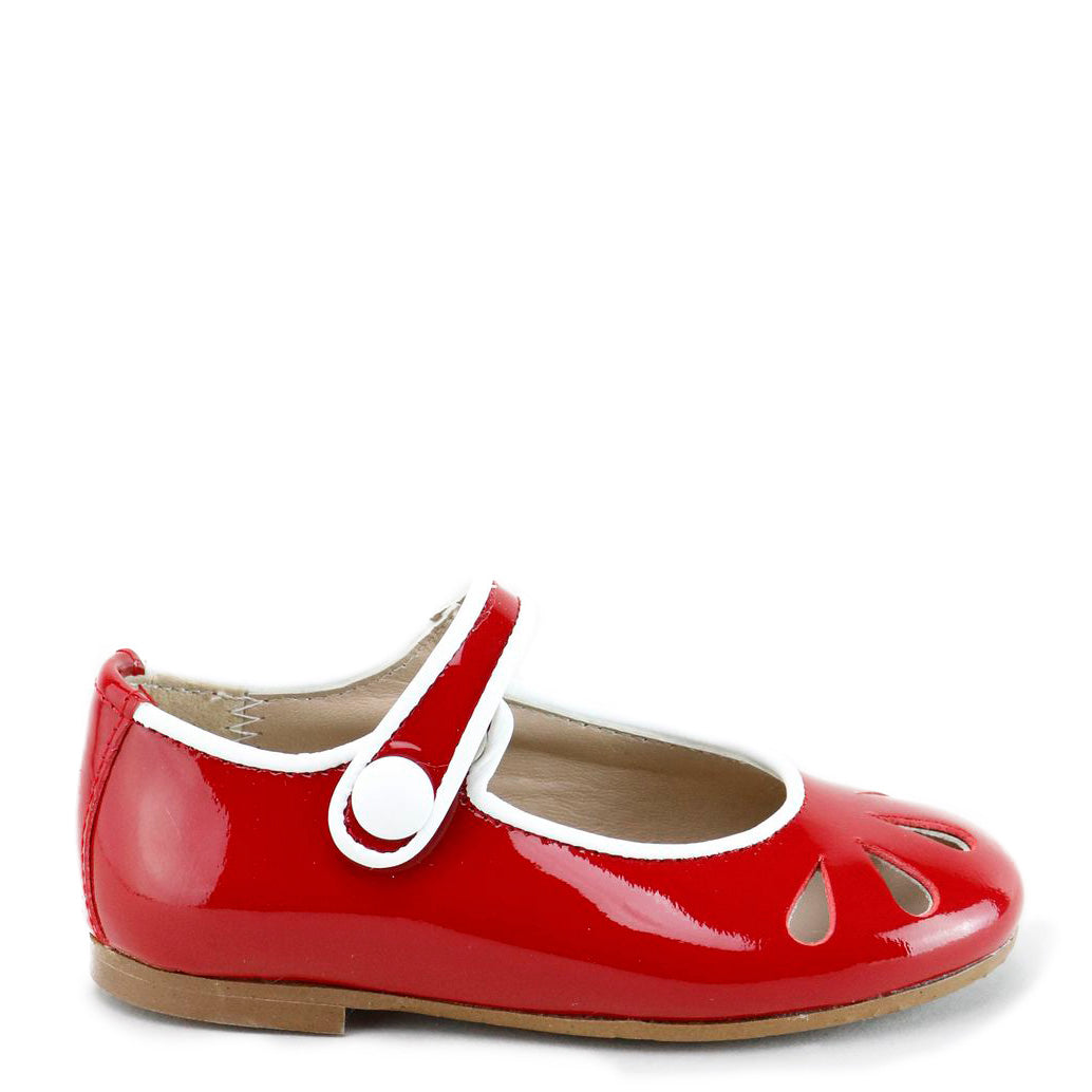 Papanatas Red and White Patent Cutout Mary Jane-Tassel Children Shoes