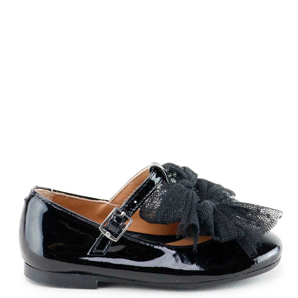 Papanatas Black Patent Bows Mary Jane-Tassel Children Shoes