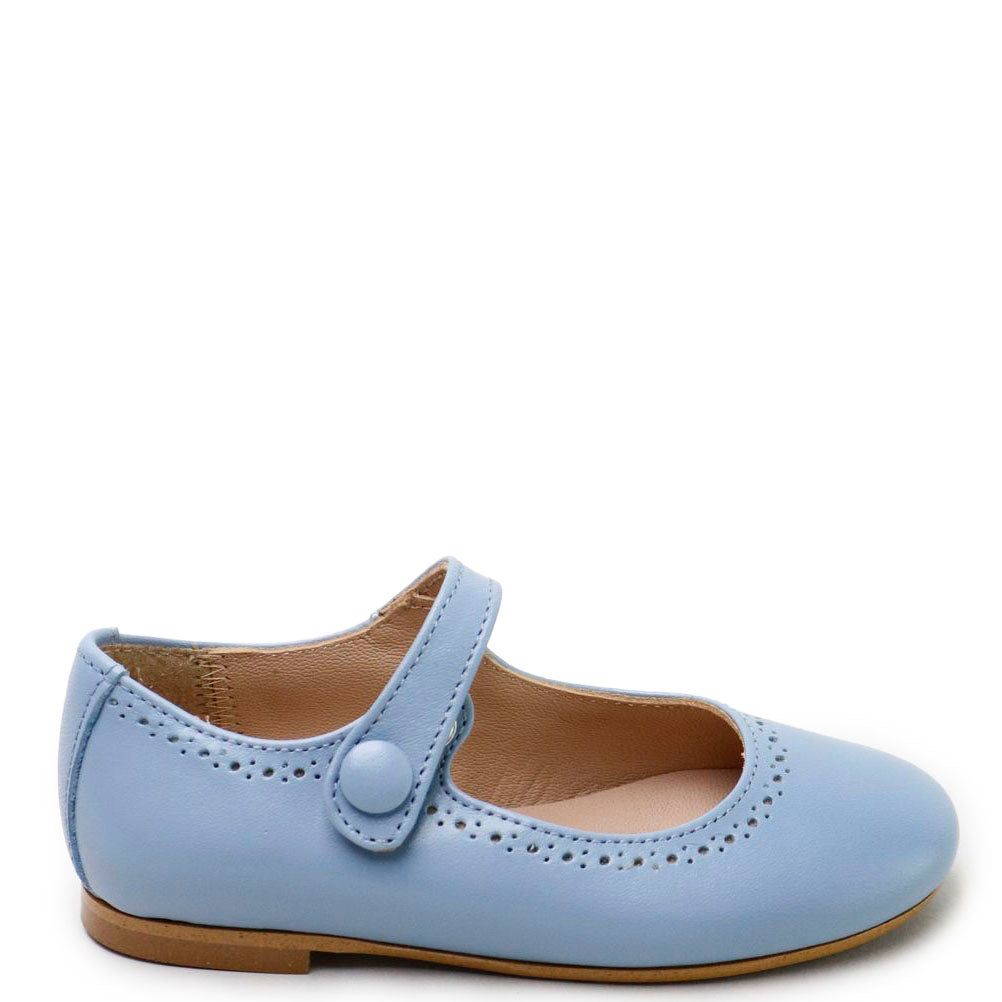 Papanatas Steel Blue Perf Mary Jane-Tassel Children Shoes