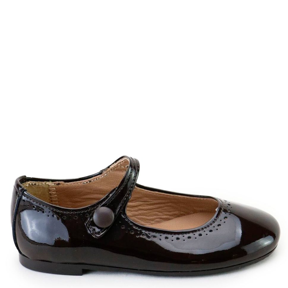 Papanatas Dark Burgundy Patent Mary Jane-Tassel Children Shoes