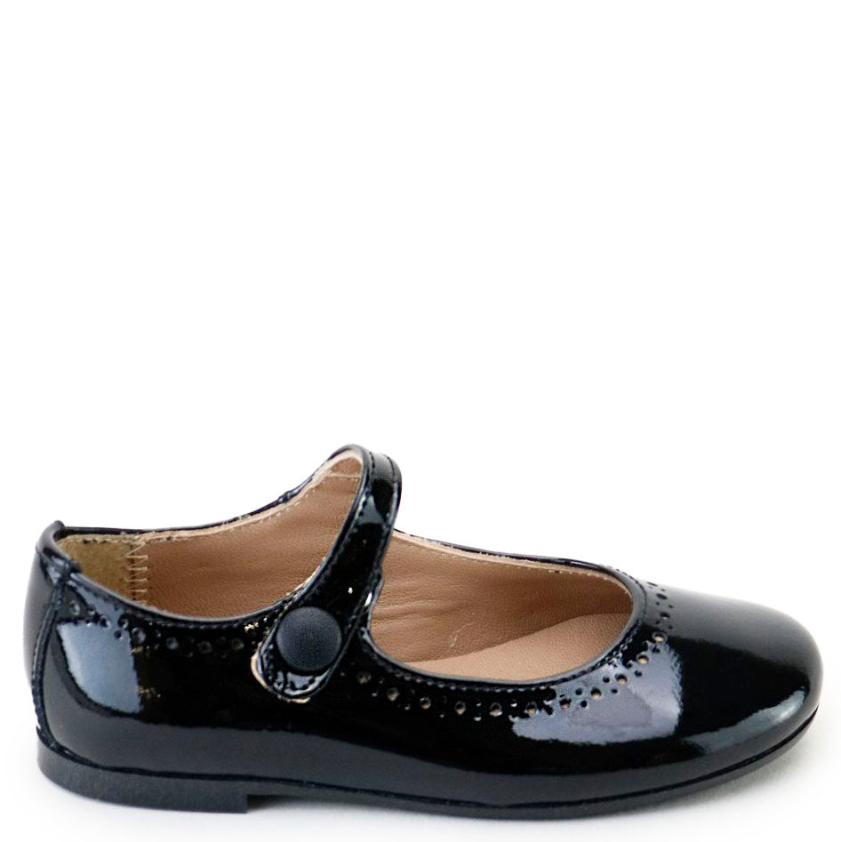 Papanatas Black Patent Mary Jane-Tassel Children Shoes