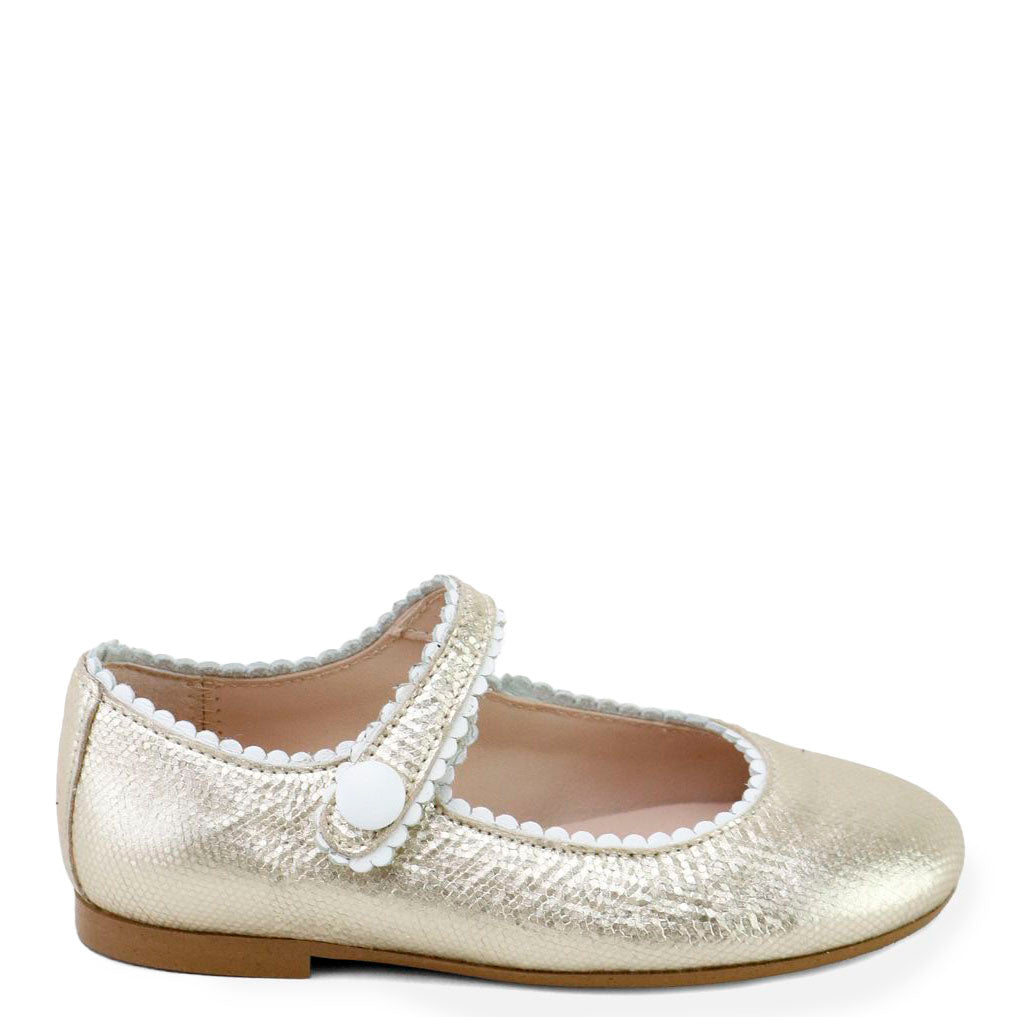 Papanatas Platinum Scalloped Mary Jane-Tassel Children Shoes