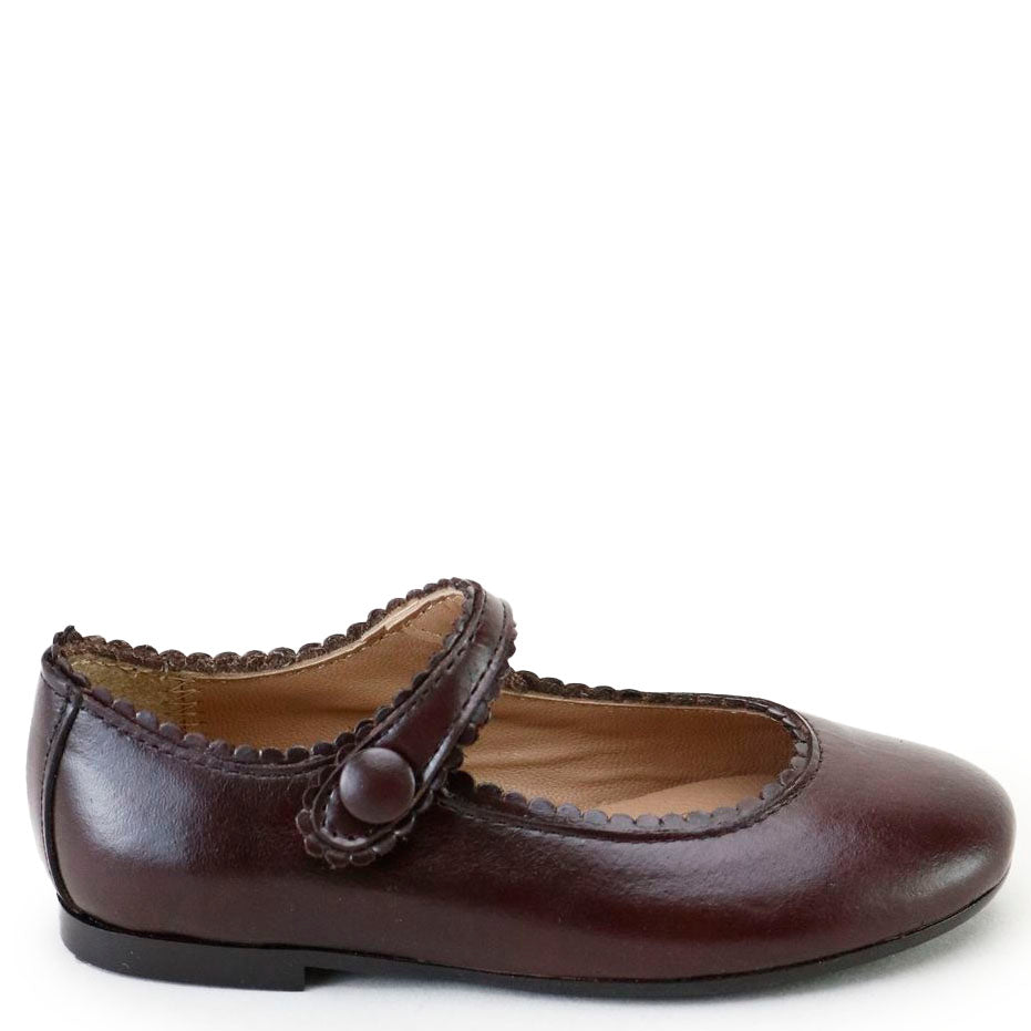Papanatas Brown Scalloped Mary Jane-Tassel Children Shoes