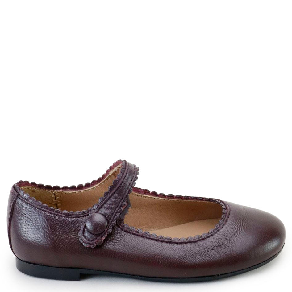 Papanatas Dark Berry Scalloped Mary Jane-Tassel Children Shoes
