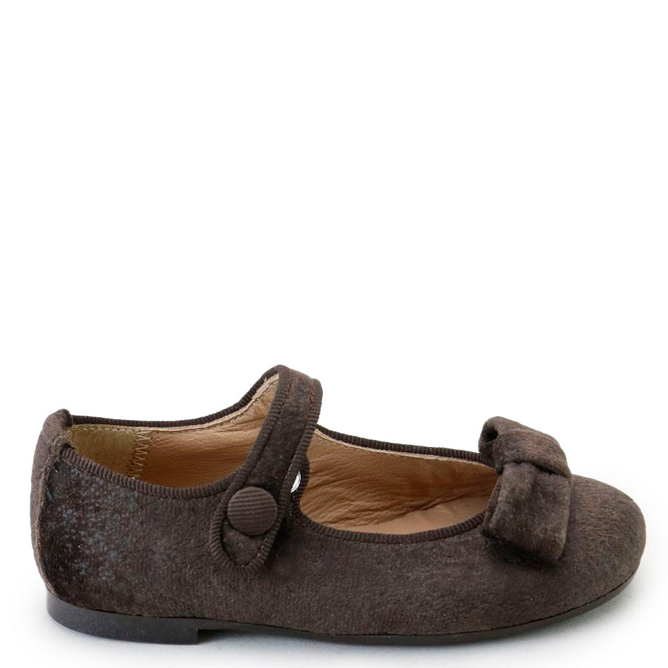 Papanatas Chocolate Velvet BowMary Jane-Tassel Children Shoes