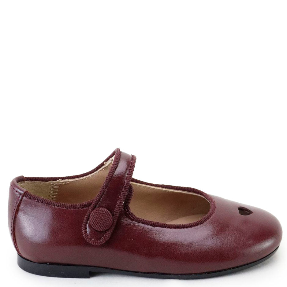 Papanatas Burgundy Heart Mary Jane-Tassel Children Shoes