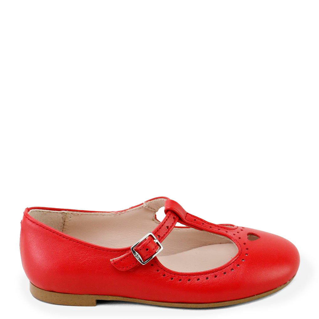 Papanatas Bright Red Heart T Strap Mary Jane-Tassel Children Shoes