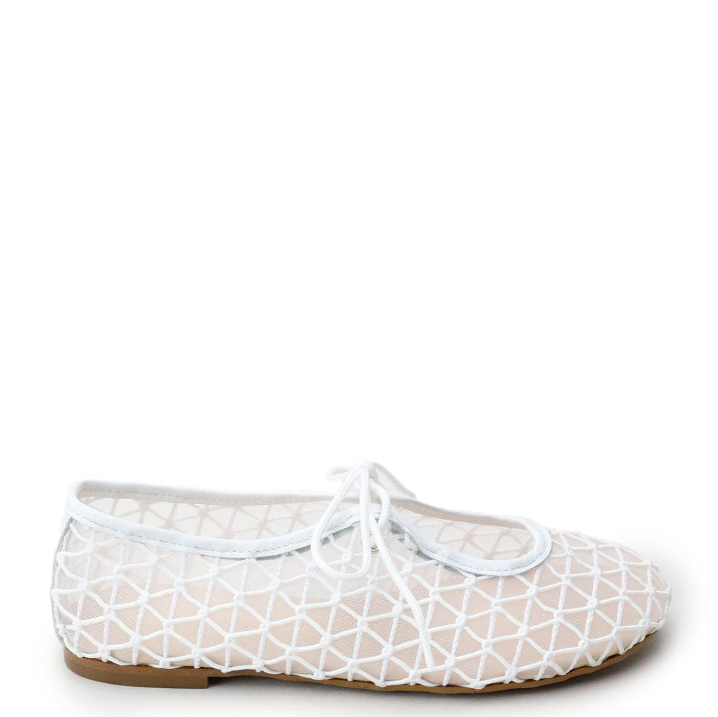 Papanatas White Mesh Lace Mary Jane-Tassel Children Shoes