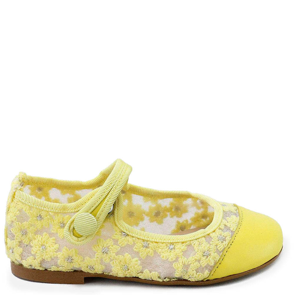 Papanatas Sun Floral Mesh Captoe Mary Jane-Tassel Children Shoes