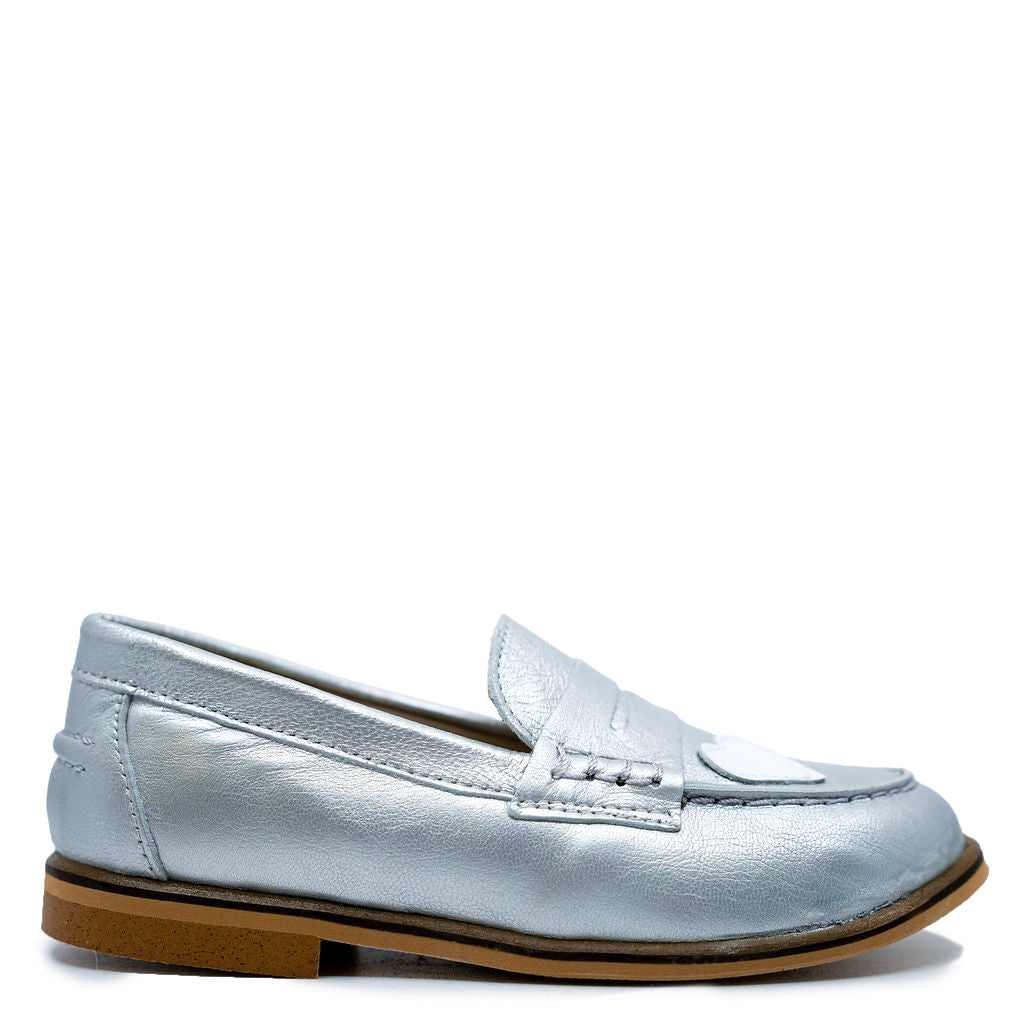 LMDI Silver Heart Penny Loafer-Tassel Children Shoes