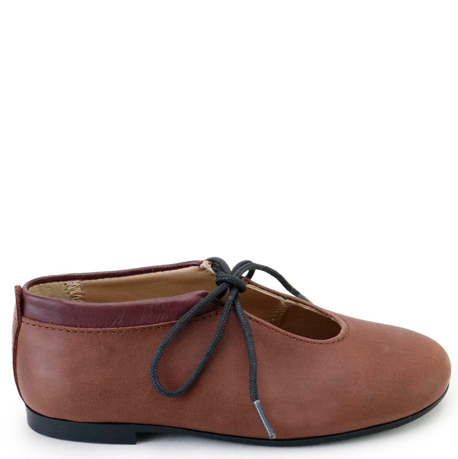 Papanatas Luggage Leather Tie Mary Jane-Tassel Children Shoes