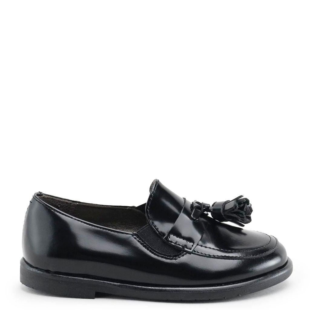 Papanatas Black Florentic Tassel Loafer-Tassel Children Shoes