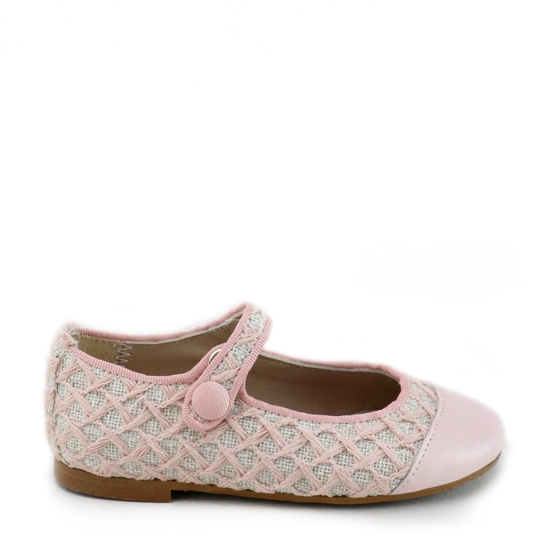 Papanatas Pink Crochet Captoe Mary Jane-Tassel Children Shoes