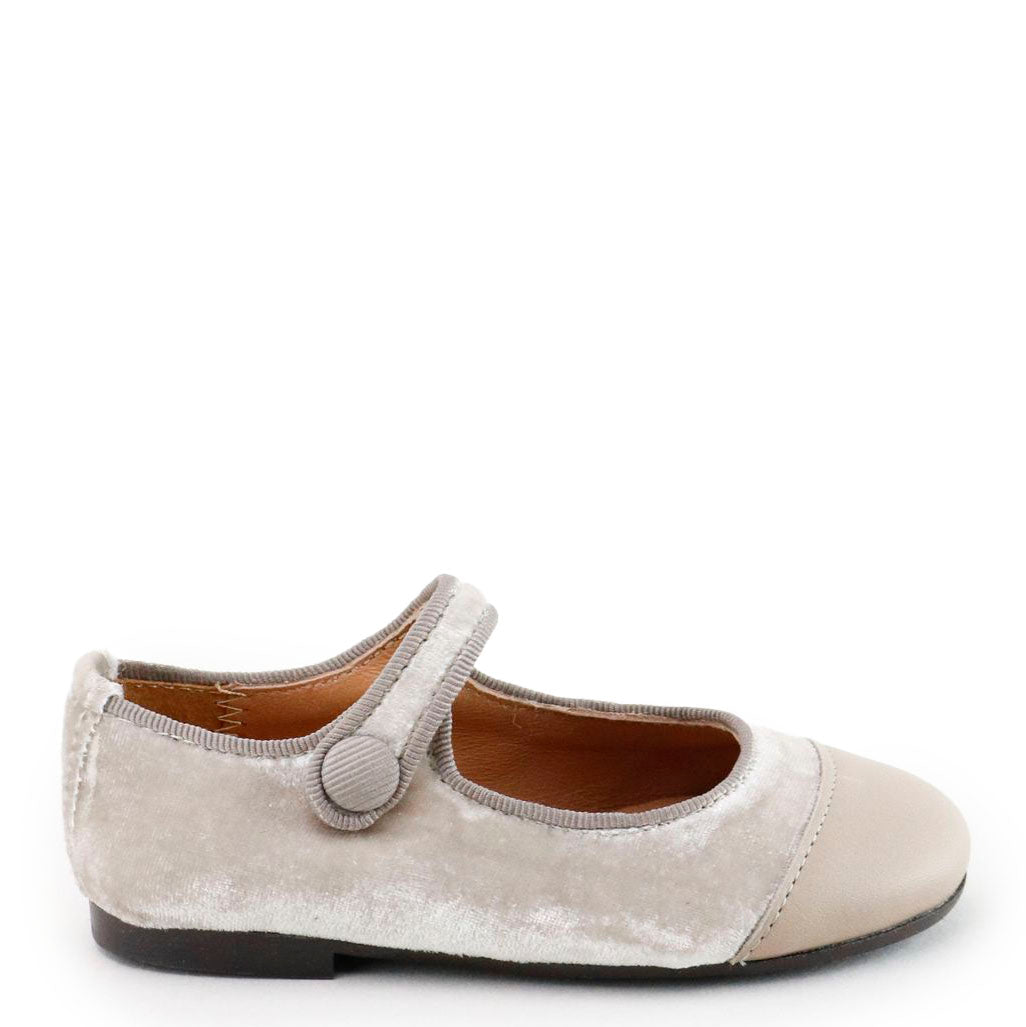 Papanatas Velvet Taupe Captoe Mary Jane-Tassel Children Shoes