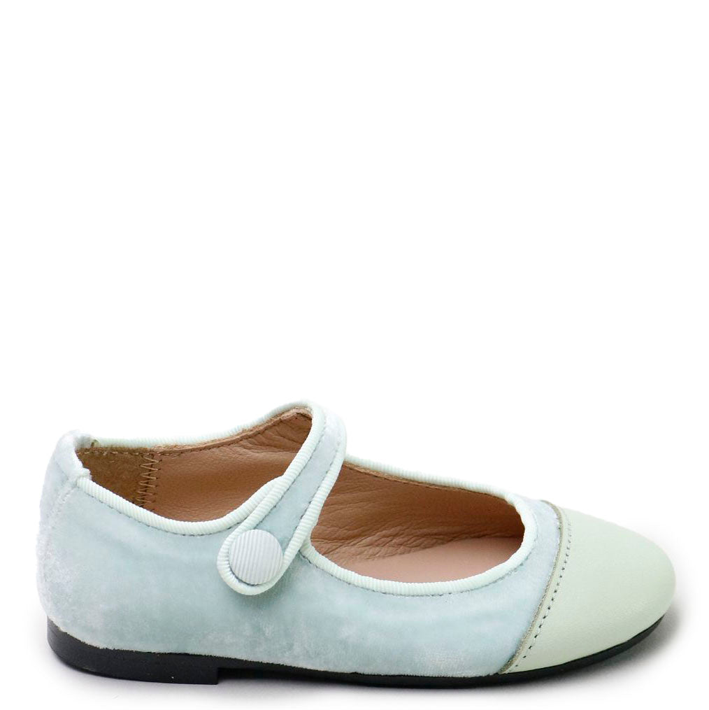 Papanatas Mint Velvet Captoe Mary Jane-Tassel Children Shoes
