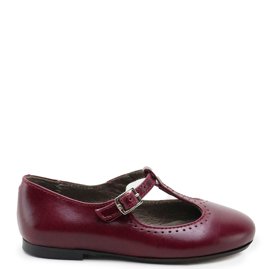 Papanatas Burgundy Florentic T Strap Mary Jane-Tassel Children Shoes