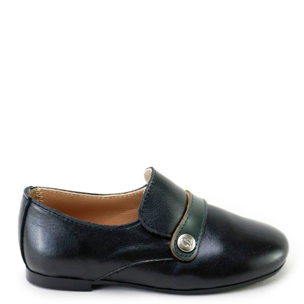 Papanatas Black Strap Smoking Loafer-Tassel Children Shoes