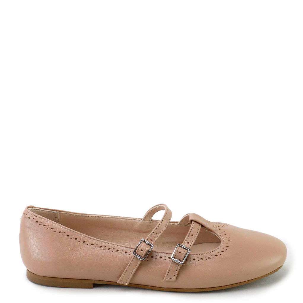 Papanatas Soft Brown Double Strap Mary Jane-Tassel Children Shoes